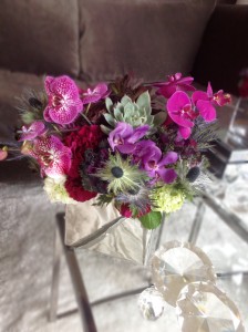 Succulent and thistle spring arrangement